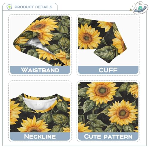JUNZAN Autumn Sunflowers Leaves Kids Girls Pullover Hoodie Long Sleeve Hoodies for Girls Sports 4T3