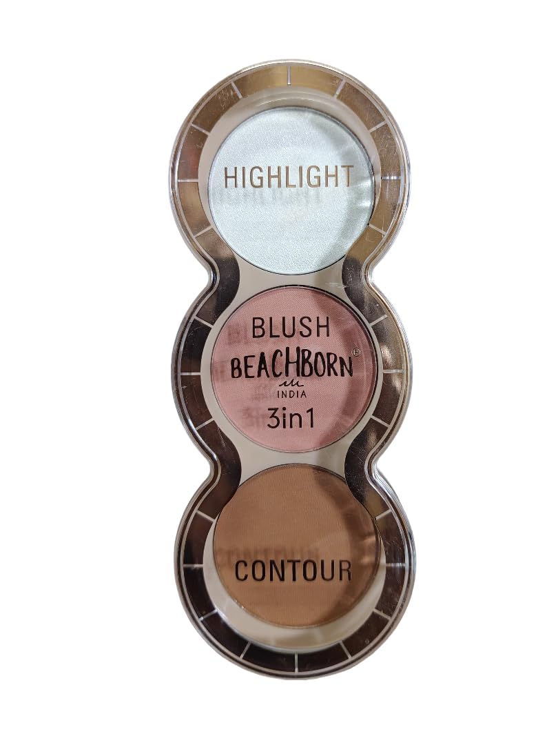Beachborn India 3-in-1 Face Palette, Highlight, Blush and Contour Makeup Kit