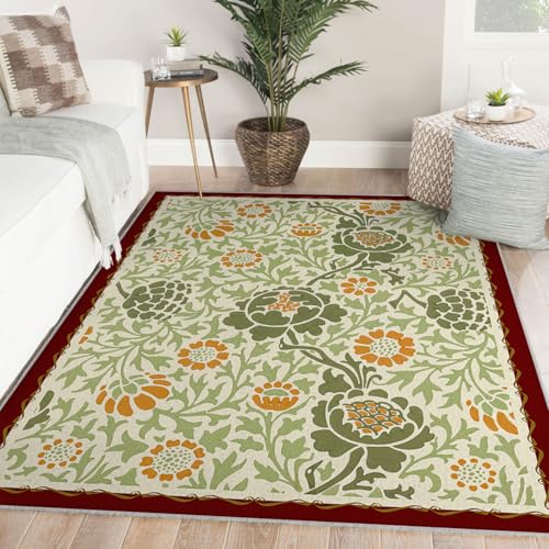 Tapis vert botanique 180x240cm lavable style oriental