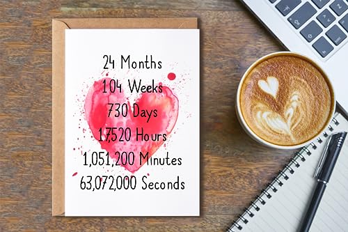 2Nd Anniversary Card For Him Or Her 2 Year Anniversary Card - Month - Year - Hour - Minute - Second…3