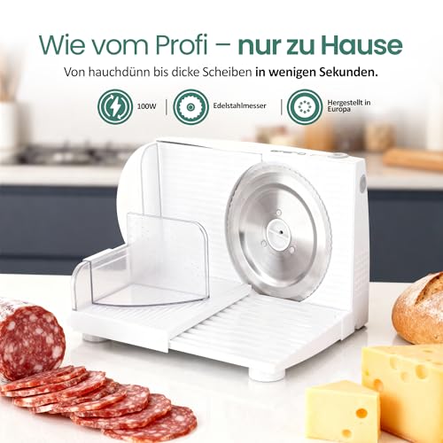 Emerio Allesschneider\Made in EU\ MS-125000, Edelstahl Messereinheit in Deutschland produziert, einstellbar 0-17mm, BPA frei, platzsparend klappbar, mit Sicherheitsschalter, Eco 100Watt