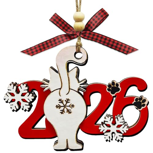 Cat Christmas Ornaments 2026, Funny Ornament for Christmas Tree, Wooden Cute Unique Ornaments Decor - Cat Lover Gifts for Women, Crazy Lady, Owner