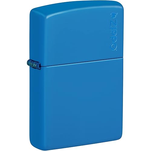 Zippo Sky Blue Matte Zippo Logo Classic Pocket Lighter