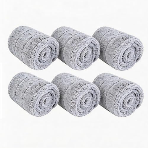 Image of 24 Inch Microfiber Mop Pads 6 Pack for Hardwood Tile Laminate Deep Clean | Reusable flat mop pads for floor cleaning, fits 24-inch mop heads, washable and durable, wet /dry use, home cleaning essential