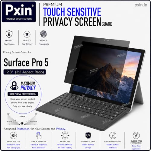 Image of Pxin Aura | Compatible with Microsoft Surface Pro 5 | Ultra Touch Sensitive Privacy Screen | Anti Blue | Anti Glare | UltraThin for Hyper Touch | Anti UV | Privacy Filter