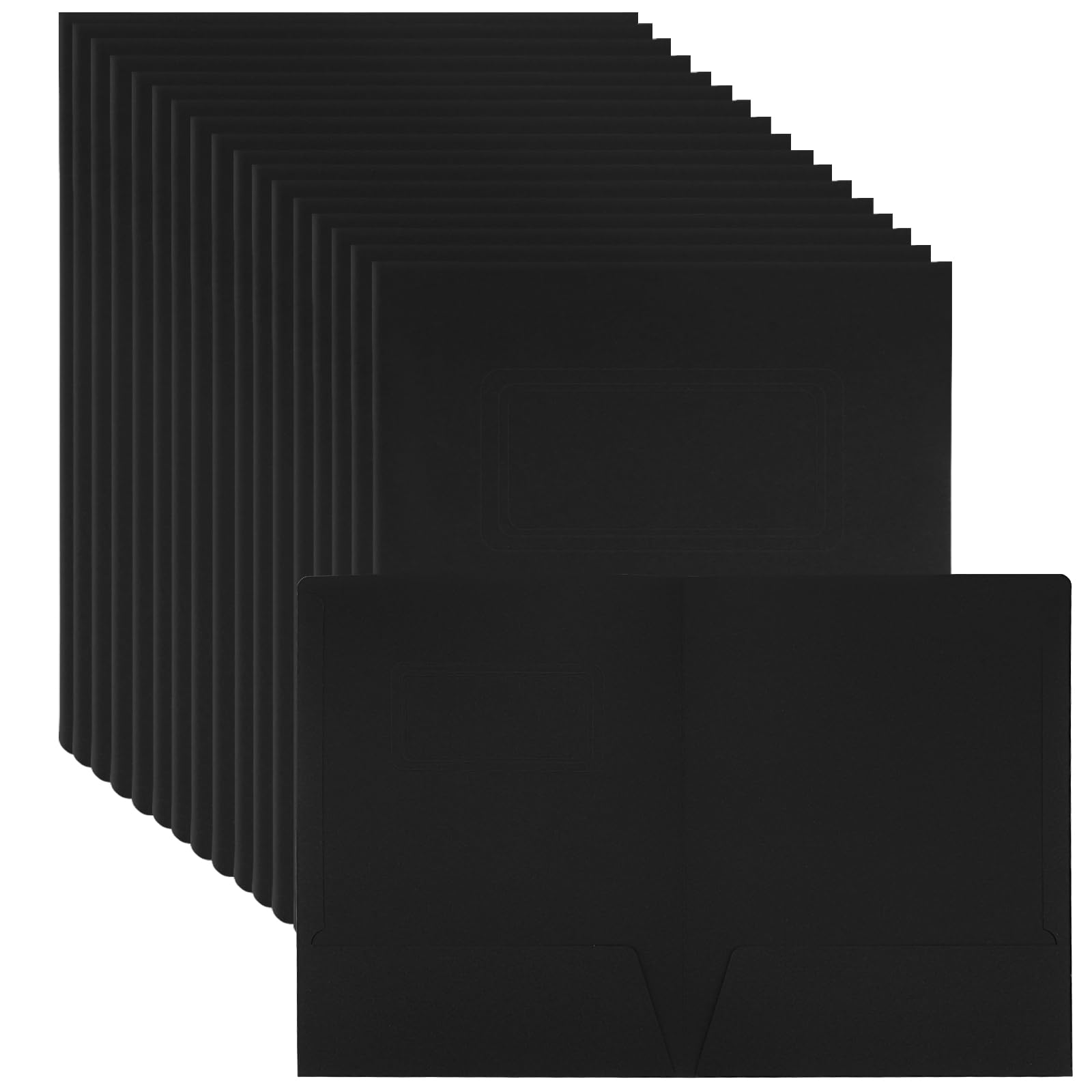 ZOENHOU 30 Pack Black A4 Kraft Paper File Folders, Presentation Folder with Business Card Holder, A4 Square Cut Folders, Cardboard Folder for Paperwork, Document, Report, Portfolio