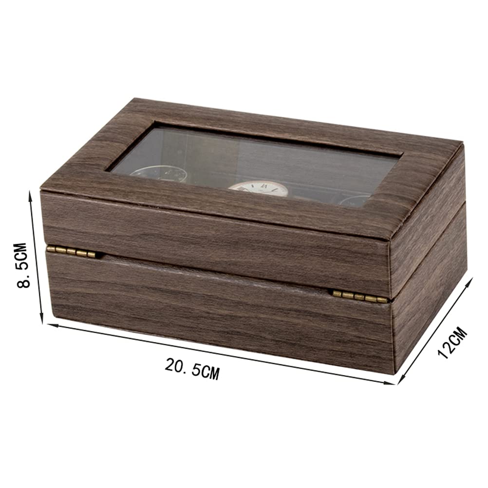 ACMHNC Uhrenbox mit 3 Fächern, Uhrenkasten aus PU Leder, Uhren Aufbewahrungsbox mit Transparent Glasdeckel und Abnehmbare Samt Kissen