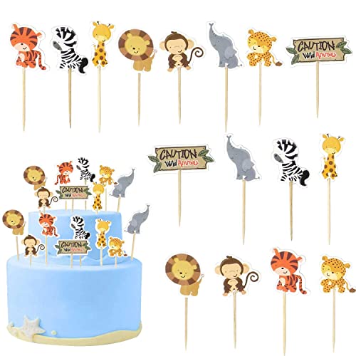 Sunshine smile Conjunto de decoração para cupcakes, ornamento de bolos para bebé em forma de animais, decorações para aniversários, festas com tema de animais