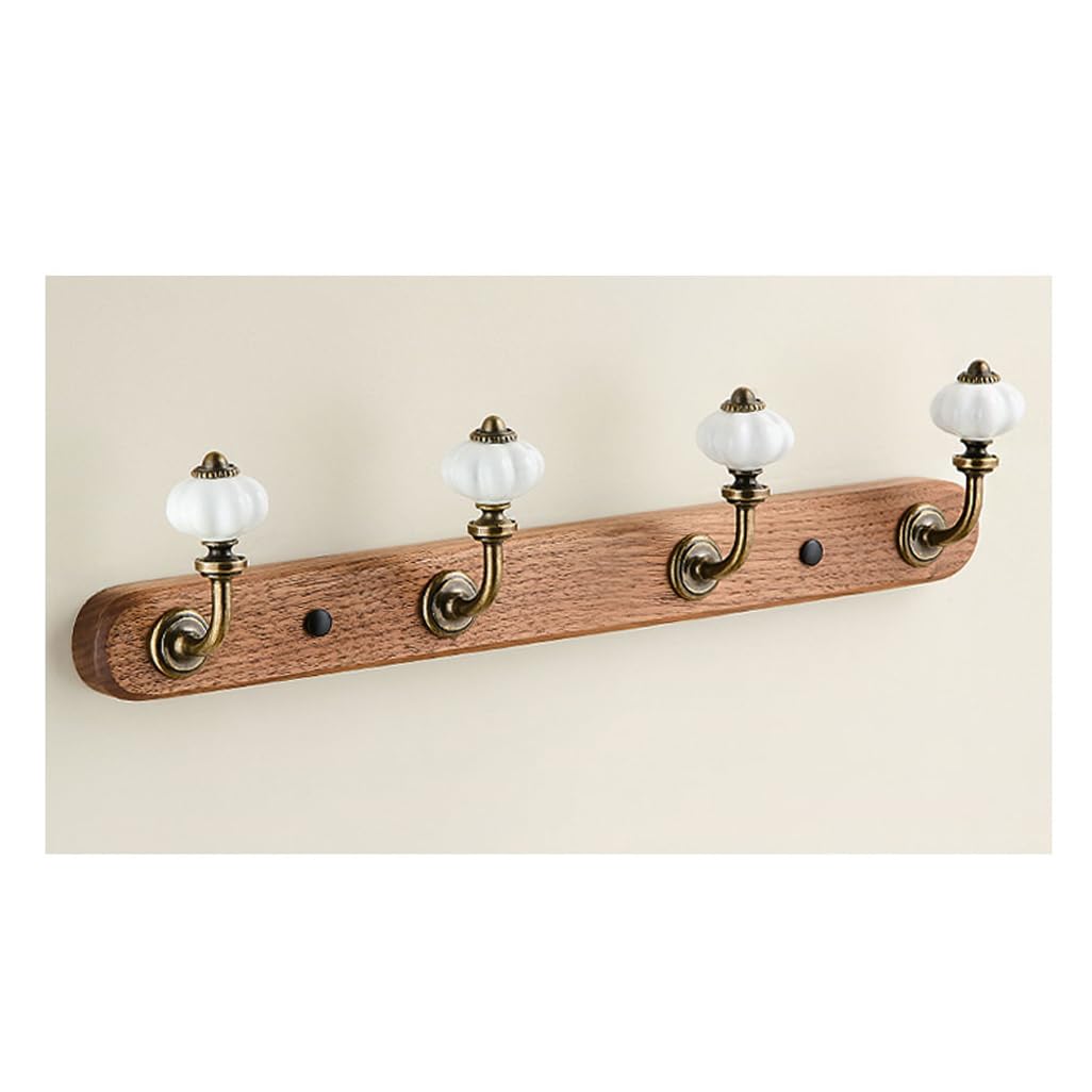ZHOUXIAO Solid Wood Coat Rack Wall Mount,Walnut Wood Coat Hooks Hanger Wall Mounted 4hook