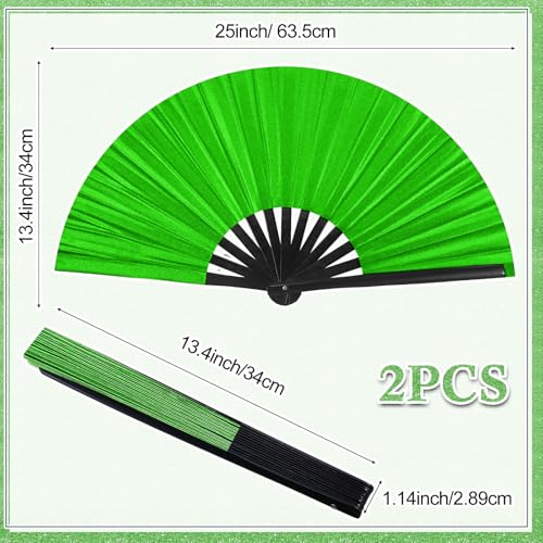Image of Maitys Large Rave Fan Folding Handheld Fans 13'' Clap Fans for Line Dancing Clack Fan Holographic Festival Accessory for Martial Art Gift Performance, Includes 2 Pouch