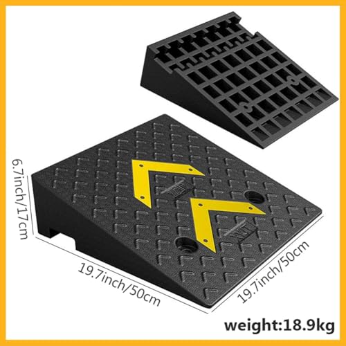 Rampas para bordillos de entrada, rampa umbral de caucho antideslizante resistente con estructura de rejilla estable, para automóviles, sillas de ruedas, scooters y cortadoras de césped (50x50x17 cm) miniatura 3