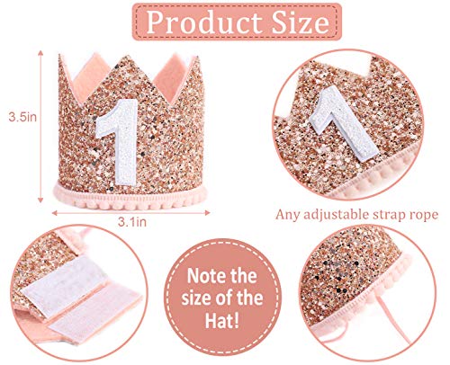 Wawoo Glitter Crown For 1St Birthday - Baby First Birthday Crown, Birthday Girl Boy Gift,Photo Booth Props,1St Birthday Party Hat (Pink Crown) #TOP5