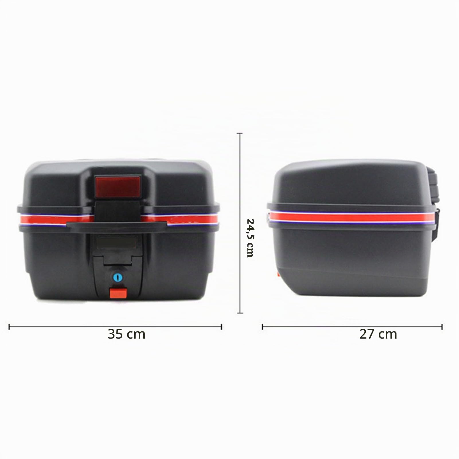 Motorrad Heckkoffer, 35x24,5x27cm Schwarz Wasserdichter Motorrad Heckkoffer Aufbewahrungsträger für Elektrofahrzeug Roller