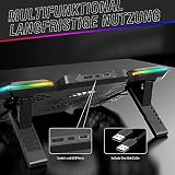 LIANGSTAR Podkładka chłodząca dla laptopów 12-17 cali, 5 wentylatorów (2100 RPM) z antypoślizgowym stojakiem, 6-stopniowa regulacja wysokości, podłączenie USB, oświetlenie RGB