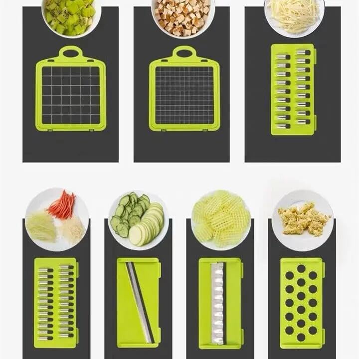 Miniatura 7 de Premium Kitchen Multi 12 en 1 Manual Mandolina Frutas Verduras Cortador Cebolla Dicer Verduras Cortador Vegetal Picador