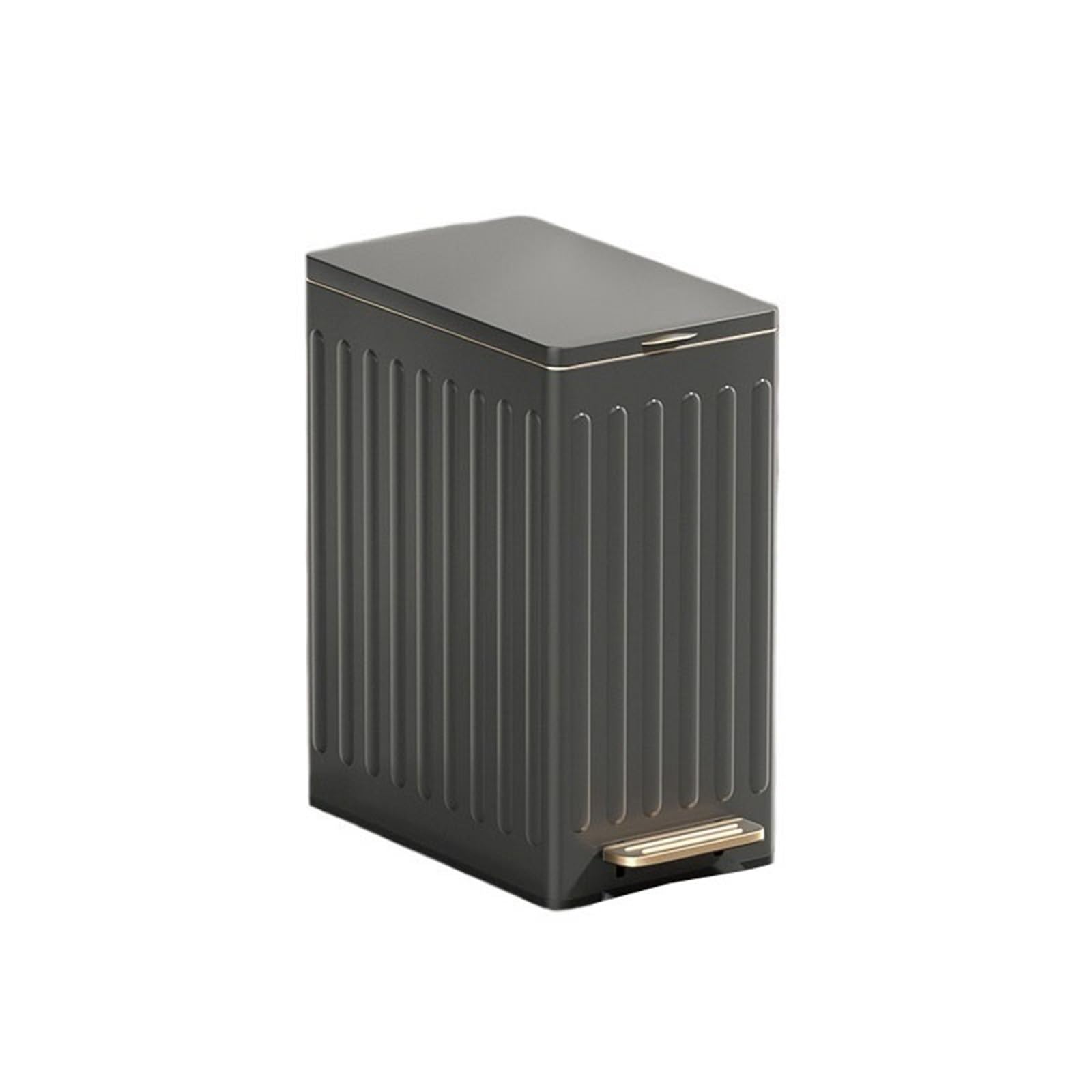 Dustbin Small Bathroom Trash Can with Lid, Slim Garbage with Foot Pedal, Wastebasket for Office(Black)