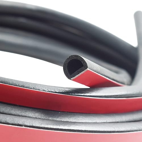 KX Automotive - Sello universal en forma de D para puerta, 0.47 pulgadas de alto x 0.55 pulgadas de ancho, burlete de goma EPDM, autoadhesivo, para