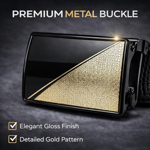 Image of Men's Auto Lock Belt with elegant design | Premium Vegan Leather | Adjustable Ratchet Belt | No Hole Design | Perfect Fit Waist 28-42 Inches for Office