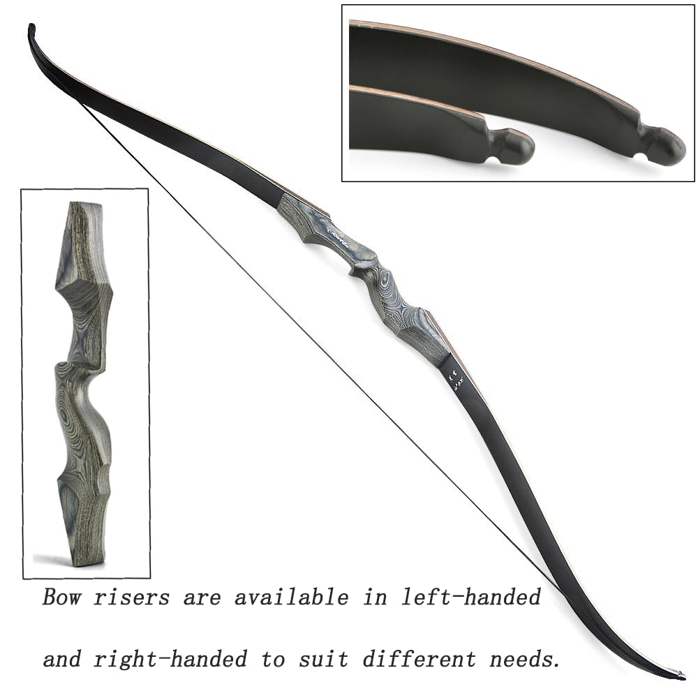 Arco ricurvo Black Hunter da 60” Set arco e frecce da caccia da 20-60 libbre per mancini/destri Arco da competizione Arco lungo per tiro al bersaglio