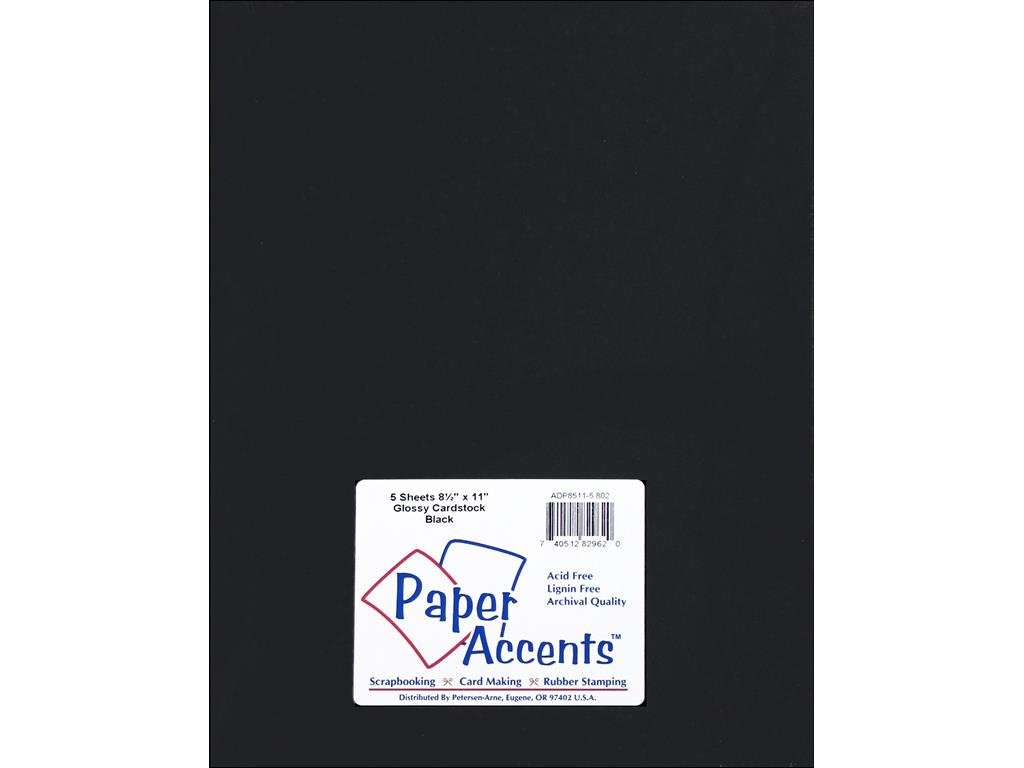 Accent Design Paper AccentsCdstk Glossy 8.5x11 12pt Black 5pc