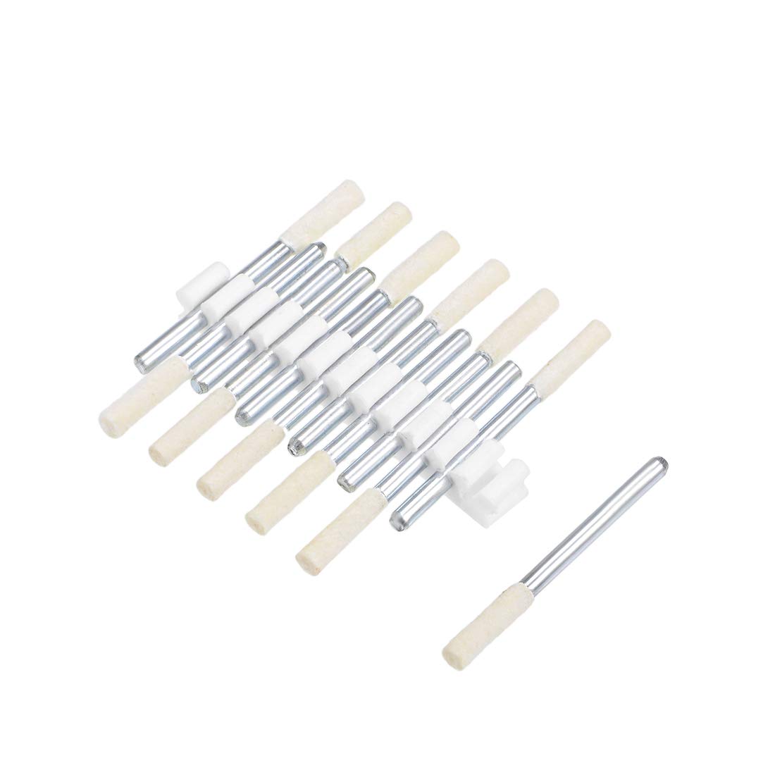 Uxcell 24 Pcs Wool Felt Mounted Points - 3mm & 4mm Tapered Polishing Bits For Rotary Tools