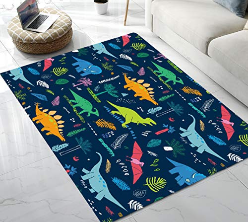 Image of QH Area Rug Cute Dinosaur Area Rug for Living Room Bedroom Kids Room 5'x6'