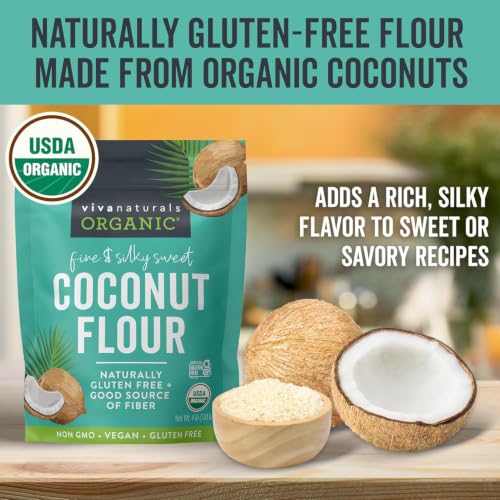 Viva Naturals Organic Coconut Flour, 4 lbs (1.81 kg) – Gluten Free Flour for Keto, Paleo & Vegan Baking, Good Source of Fiber, Low Fat, Non-GMO, Unbleached & Unrefined - image 2