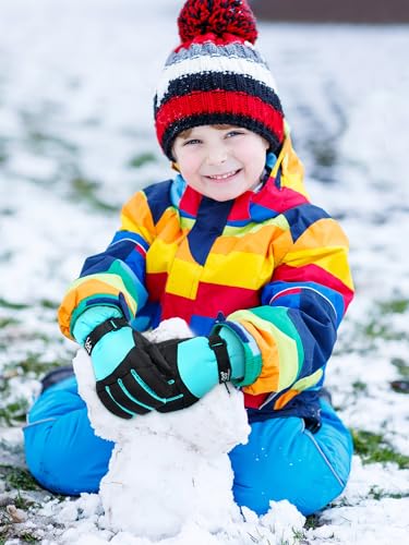 Guantes de nieve para niños de 6-10 años, 6 pares de mitones cálidos para esquiar en invierno 2