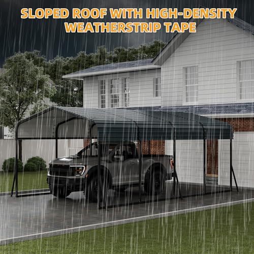 Image of GarveeLife 12x20 ft Carport, Metal Carport with Galvanized Steel Roof and Reinforced Base, Heavy Duty Garage Car Shelter Shade, Outdoor Car Port Canopy for SUV, Truck, Boats