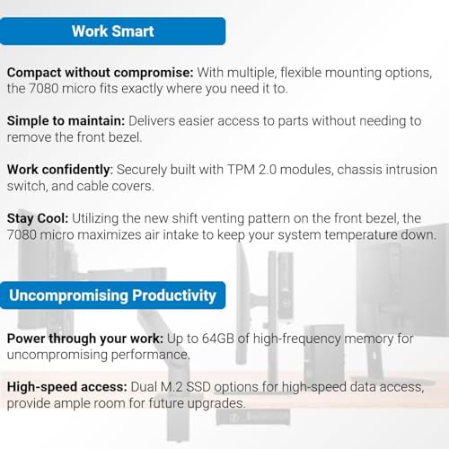 Image of Dell OptiPlex 7080 Micro Form Factor Mini Business Desktop, Intel Core i5-10500T Processor, 16GB RAM, 256GB PCIe SSD, RJ45, DisplayPort, Wi-Fi 6, Windows 11 Pro