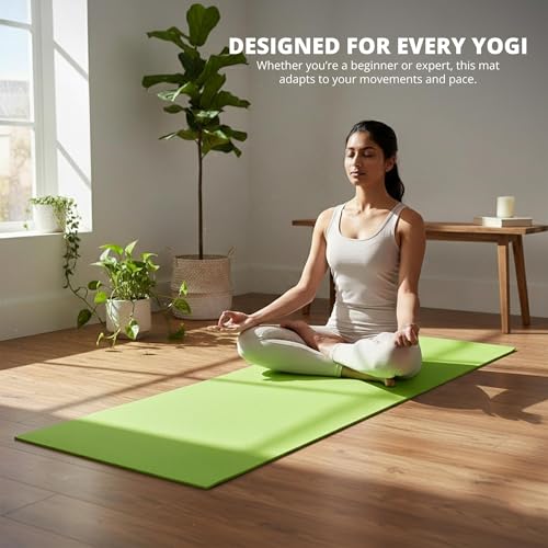 Image of Prakishini Extra Thick Yoga Mat for Women & Men - Anti-Slip High Density Foam Cushion Support for Joints & Knees - Lightweight Portable Exercise Mat for Yoga Pilates & Home Workout - Green