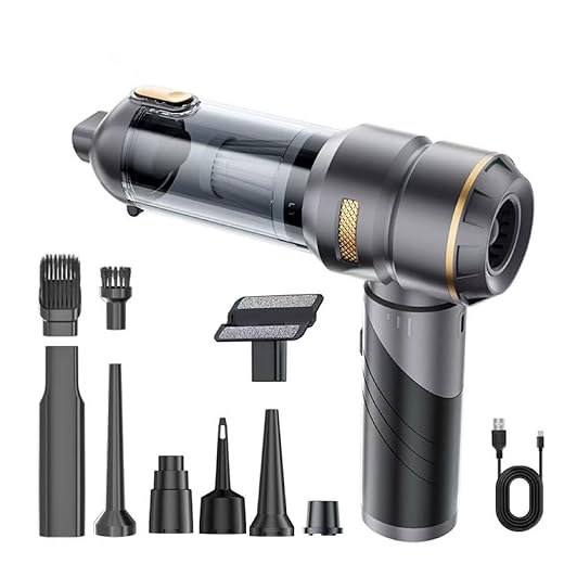 Handheld Car Vacuum Cleaner, 16000Pa Cordless Air Duster & Vacuum 2-in-1, 100W Portable Vacuum with Multiple Nozzles for Car, Home, Office & Pets
