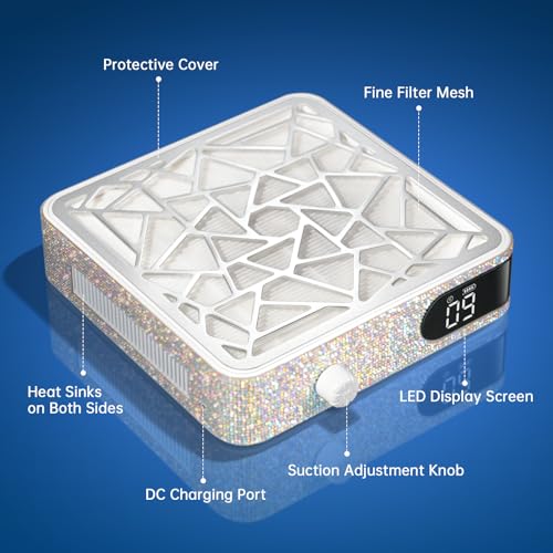 Christine Shelly Nail Dust Collector, Powerful Vacuum Fan Vent Dust Collector Extractor Dust Suction Machine For Acrylic Nails Polishing thumb #6