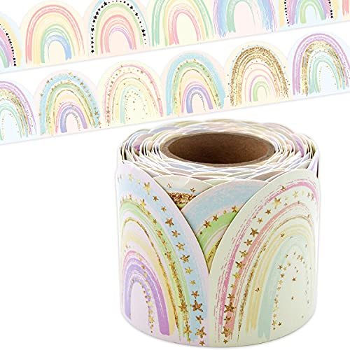 Rainbow Bulletin Border 36Ft Rainbow Two Sided Border Trim For Classroom Pastel Boho Decoration School Family Party #TOP4