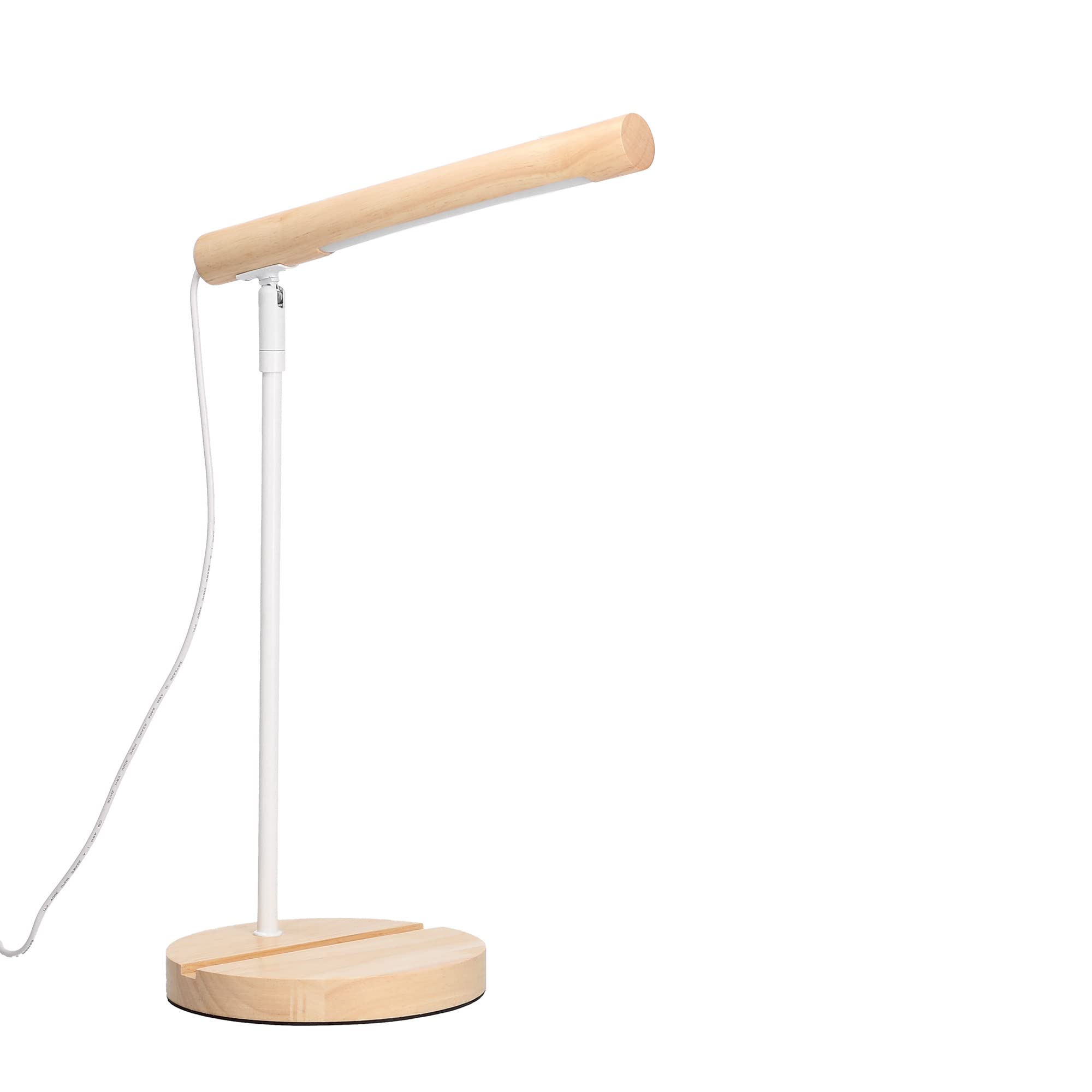 Forlight Arlo - Lampa biurkowa LED z naturalnego drewna. Lampa stołowa z białej stali i drewna z neutralnym światłem LED 4000 K