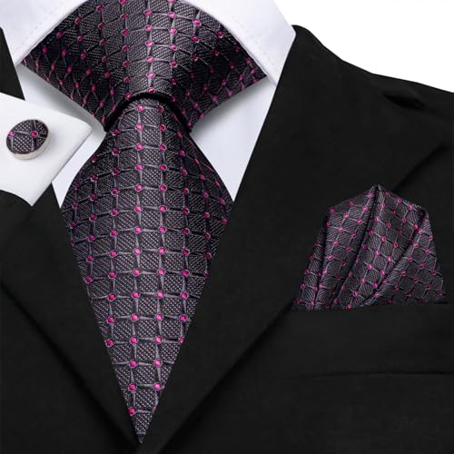 Image of Hi-Tie Men 63inches Tie Set Extra Long Necktie Paisley Tie Pocket Suqare Cufflinks Big and Tall Men Tie
