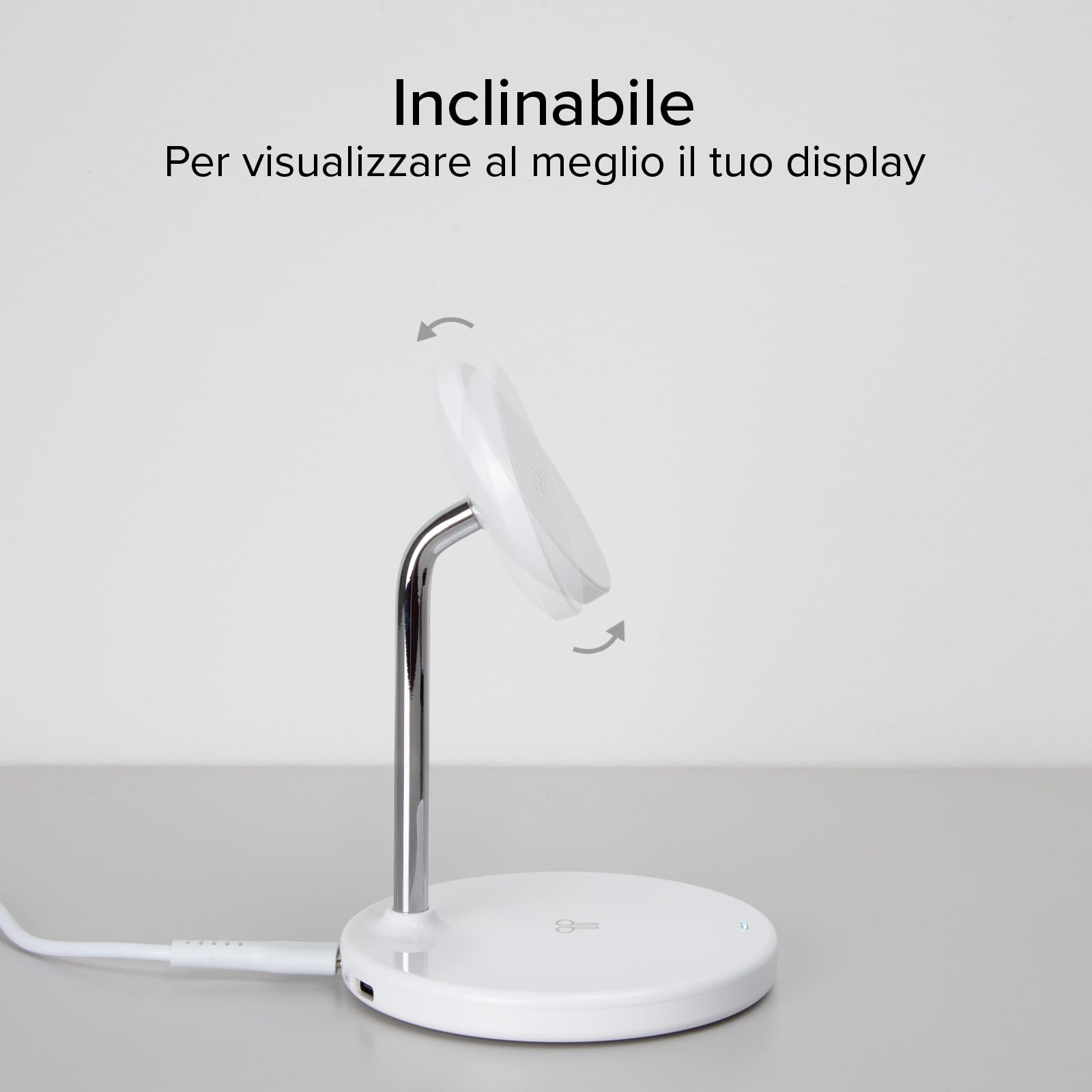 SBS Stazione di ricarica Wireless 2in1, Ricarica Rapida 15W, MagSafe, Automatic Detection System (ADS), Design Minimal, Magnetico, Caricabatterie per iPhone, Airpods, Samsung, Smartphone, Bianco