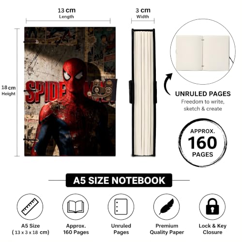 Image of Spider Wall Diary Notebook 7x5 Inch 160 Pages Unruled Journal for Notes