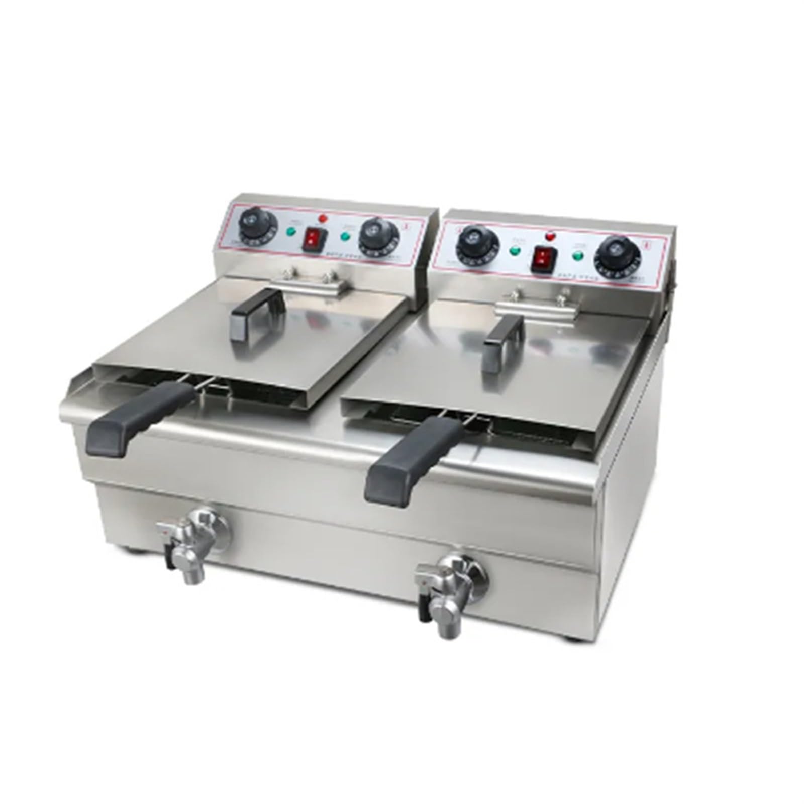 Amigable con el medio ambiente Certificado profesional Equipos de cocina Freidora industrial eléctrica eléctrica con 2 tanques Libre de humo, fácil de usar y limpiar