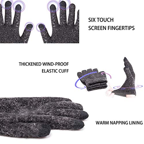 Trendoux Winter Gloves, Knit Touch Screen Glove Men Women Texting Smartphone Driving - Anti-Slip - Elastic Cuff - Thermal Soft Lining - Hands Warm In Cold Weather - Gray - M #TOP2
