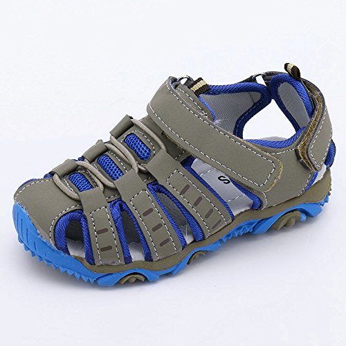 Toddler Sandals Boys Shoes Sandals Girl Kids Children Shoes Closed Toe Summer Beach Boy Baby Shoes (Grey, 22)