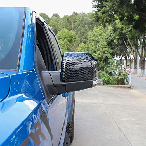 2Pcs Carbon Fiber Look Side Rearview Mirror A-Pillar Trim – For Ford F150 2015-2020 – Gloss Black