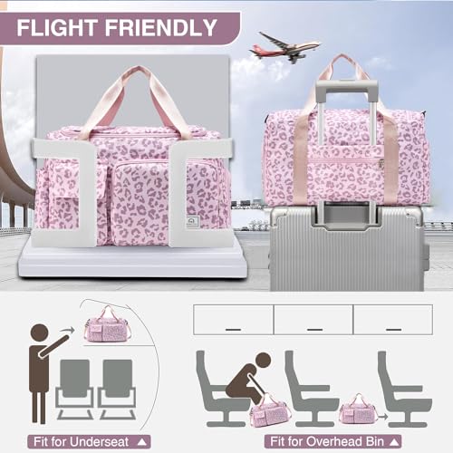 Image of Small Gym Bag for Women, Travel Duffle Bag Carry On Weekender Bag with Shoe Compartment