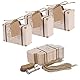 Mini-Koffer, 50 Stück, Partygeschenk, Süßigkeitenbox, Vintage-Kraftpapier mit Etiketten und Jute-Schnur für Hochzeit, Reisen, Motto-Party, Brautparty, Dekoration