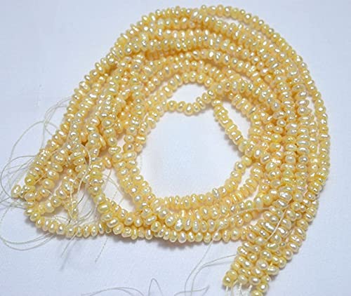 Perles d'eau douce naturelles jaunes 3.5x4.5mm fil de perles de rocaille de culture LKBEADS