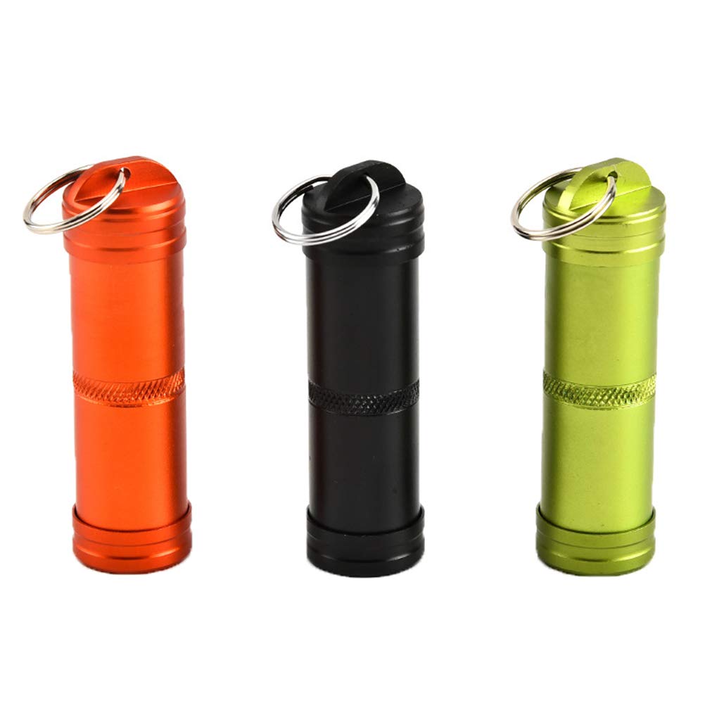 3pcs Aluminum Alloy Pill Bottles Outdoor Waterproof Portable Sealed Pill Cans Container (Mixed Color), Brand and New
