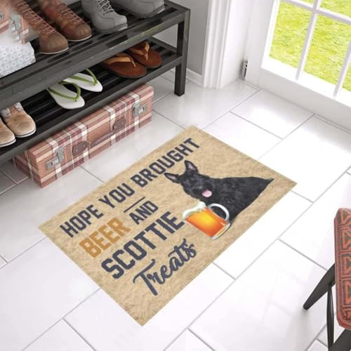 ���փ}�b�g �Ƒ��̂��߂Ƀr�[���ƃX�R�b�e�B�̂���������Ă��Ă��ꂽ��������ł� 50×80cm doormat Hope You Brought Beer And Scottie Treats Best For Family