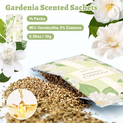 Image of STRN Scented Sachets for Drawer and Closet, Gardenia Scent 14 Pack for Home | Long-Lasting Sachets, Small Space Air Freshener for Wardrobes
