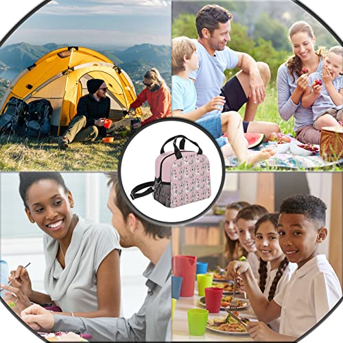 Cute Alpaca Llama Lunch Pack With Pockets Fashion Insulation Lunch Box Waterproof Cooler Bag With Shoulder Strap Multifunction Pink Lunch Tote Bag For Girl Women #TOP7