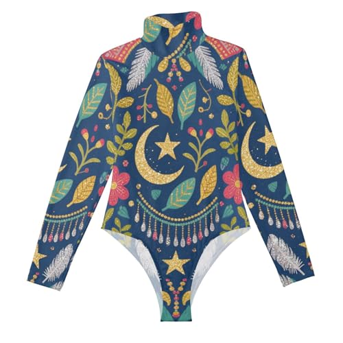 Traje básico de manga larga con purpurina para mujer, estilo bohemio, para salir con cuello de tortuga falsa